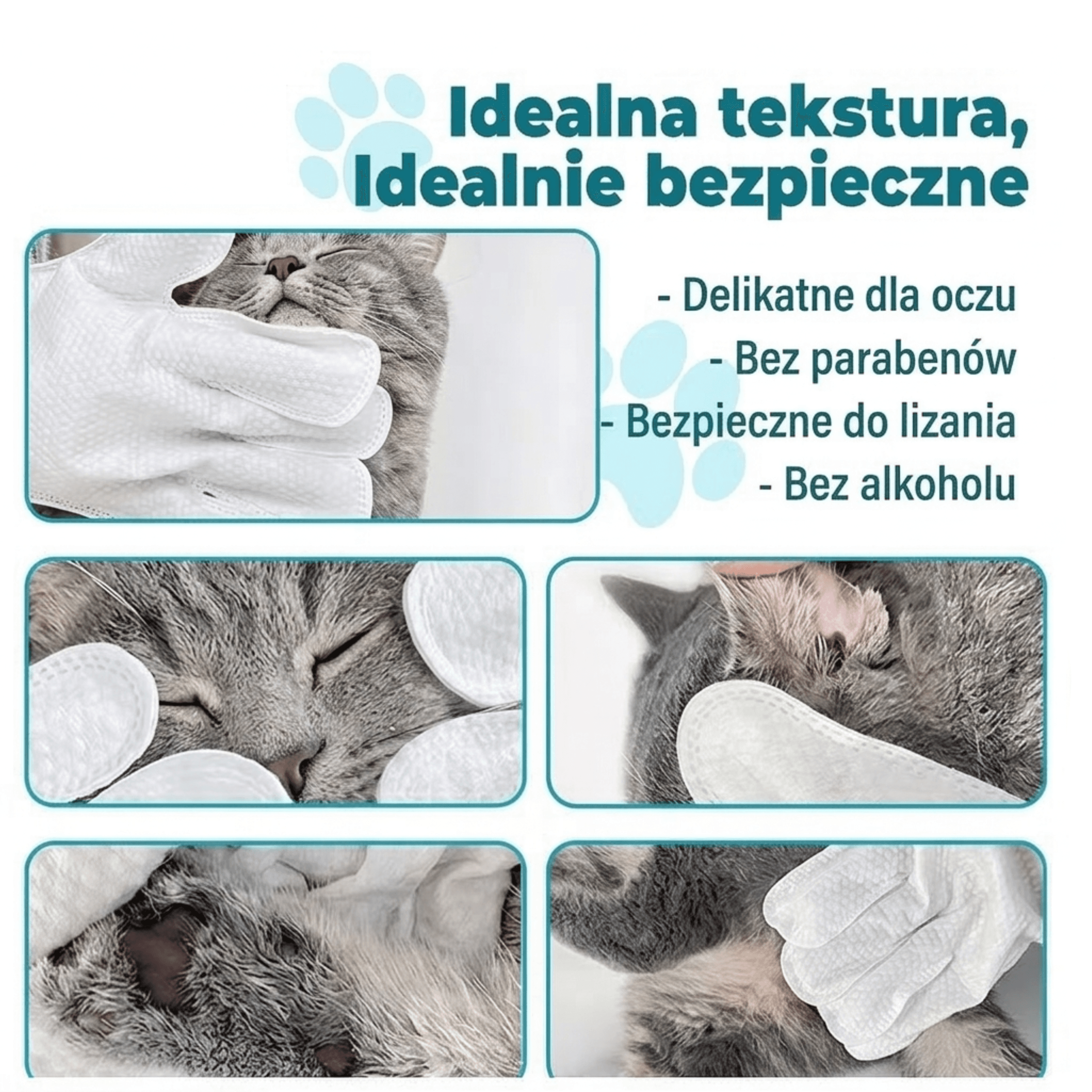Mokre rękawiczki do szybkiego czyszczenia łap i sierści psa lub kota.